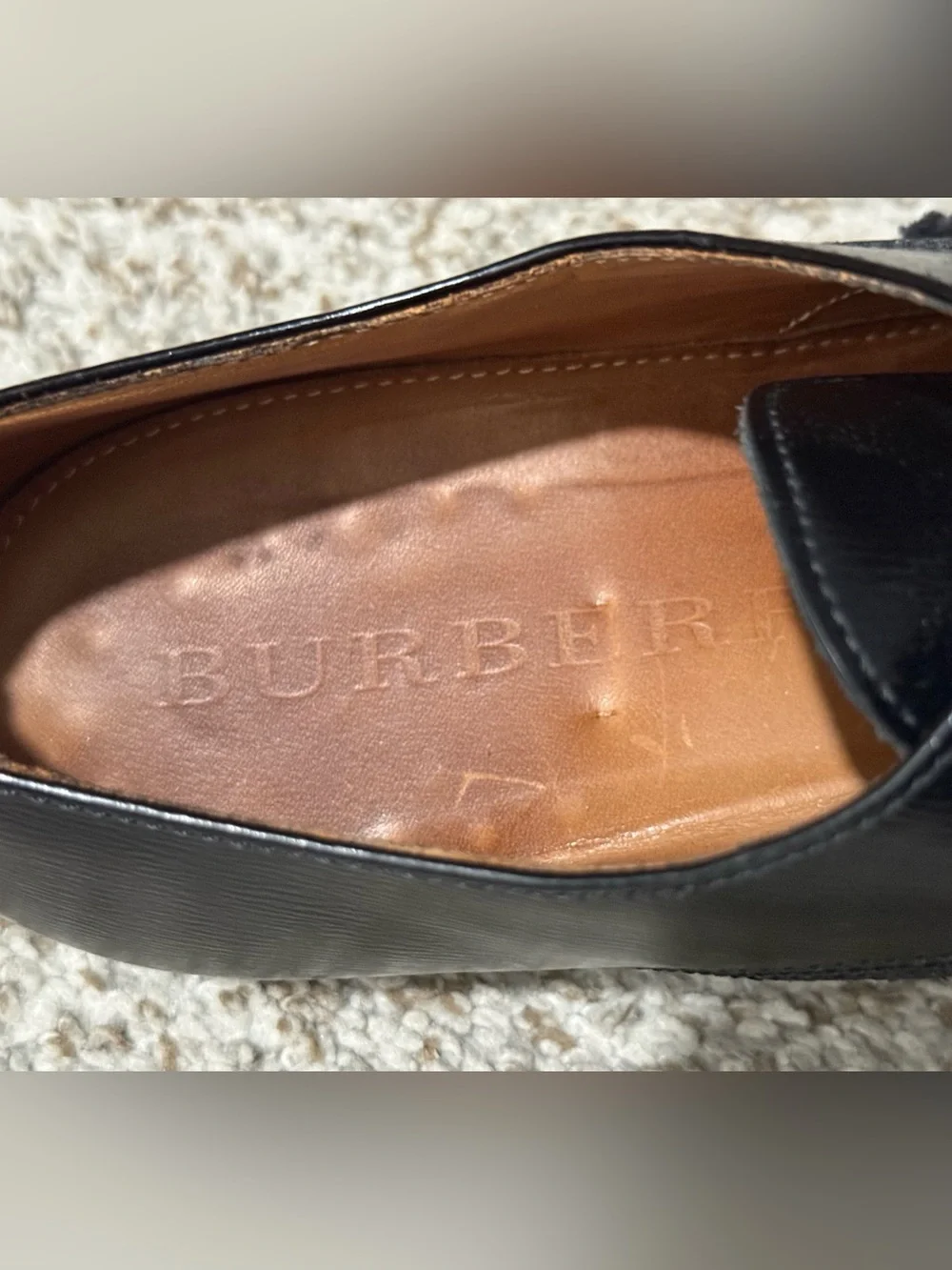 Burberry Men's Black Leather Derby Dress Shoes Size 44 EU 11 US Made In Italy